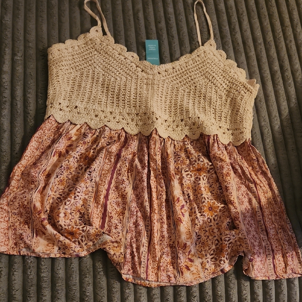 Maurices Cream and Pink Tank Top